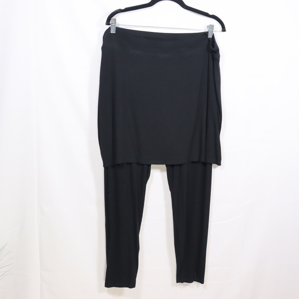 Eileen Fisher Skirted Leggings XL Black Womens Minimalist Stretch